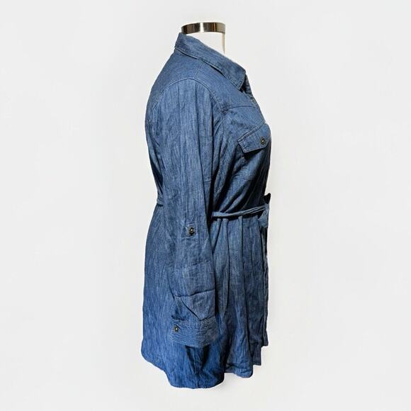 Simply Emma Denim Chambray Dress Women’s Plus Size 2X Pockets Blue 100% Cotton - Picture 4 of 11